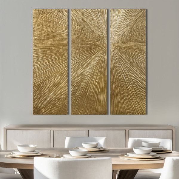 Madison Park Signature Sunburst Hand Painted Triptych 3-piece Dimensional Resin Wall Art Set in Gold, 3-Piece MPS95B-0040 - Image 7