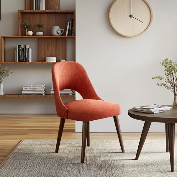 INK+IVY Nola Upholstered Dining Side Chairs with Cutout Back design (Set of 2) in Orange/Dark Brown, Set of 2 II100-0117 - Image 4