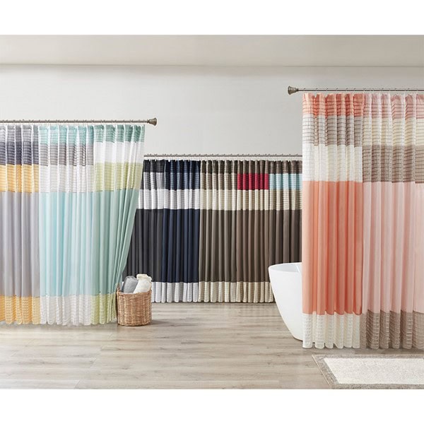 Madison Park Amherst Faux Silk Shower Curtain in Black, 72x72" MP70-246 - Image 3
