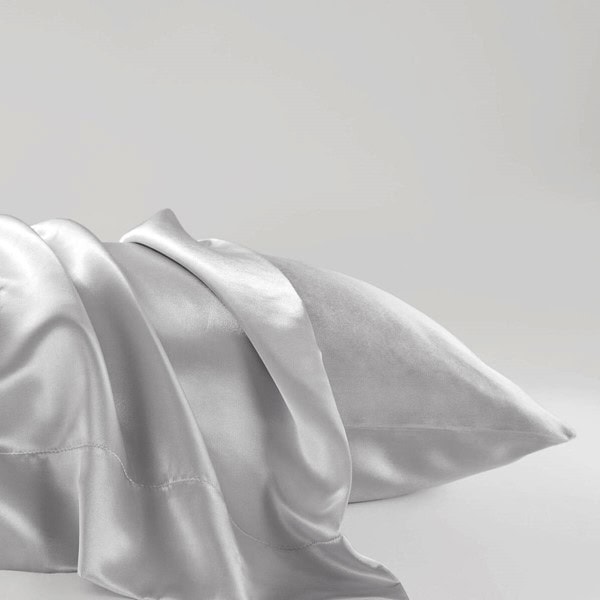 Madison Park Essentials Satin Luxury 2 PC Pillowcases in Light Grey, King MPE21-920 - Image 5