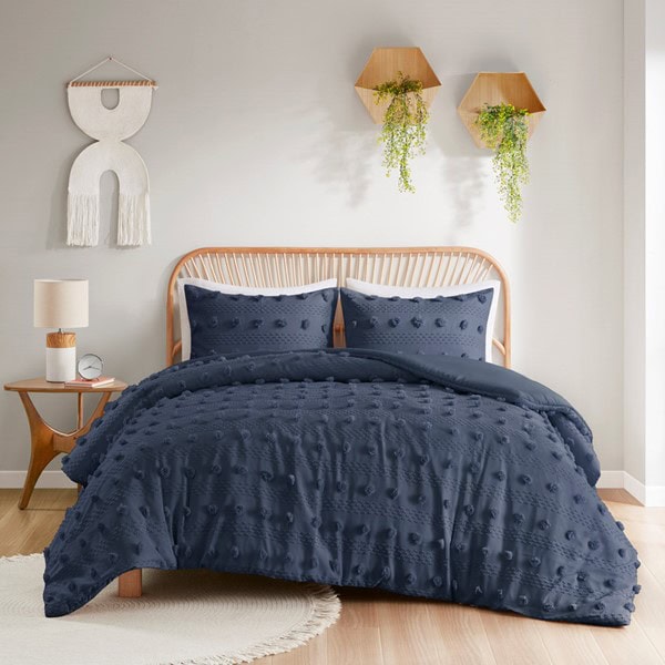 Intelligent Design Lucy Clip Jacquard Duvet Cover Set in Navy, Twin/Twin XL ID12-2280 - Image 5