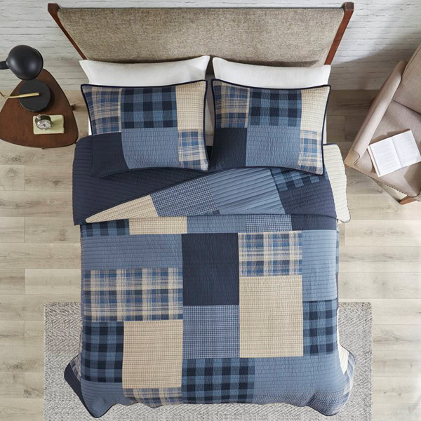 Woolrich Winter Hills Oversized Cotton Quilt Set in Blue, Full/Queen WR13-4086 - Image 4