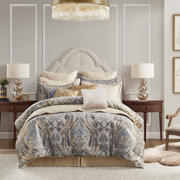 Croscill Classics Julius 4 Piece Comforter Set in Blue/Grey, Queen CCL10-0062