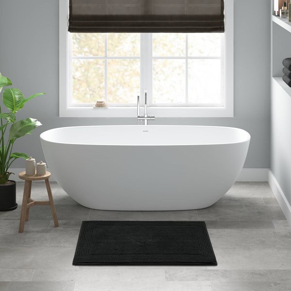 Madison Park Signature Splendor 100% Cotton Tufted 3000 GSM Reversible Bath Rug in Black, 24x72" MPS72-595