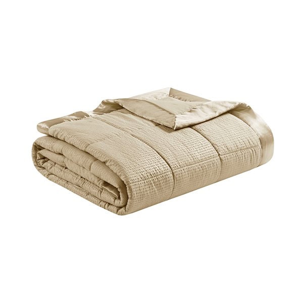 Madison Park Cambria Oversized Down Alternative Blanket with Satin Trim in Taupe, Full/Queen MP51-2602 - Image 2