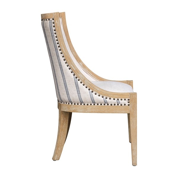 Martha Stewart Elmcrest Upholstered Dining Chair with Nailhead Trim in Beige Stripe, One Size MT108-1197 - Image 4