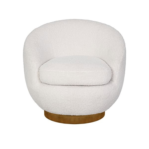 INK+IVY Jessel Shearling Sherpa Swivel Chair with Wood Base in Cream, One Size II103-0578 - Image 2