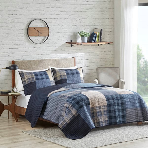 Woolrich Winter Hills Oversized Cotton Quilt Set in Blue, King/Cal King WR13-4087