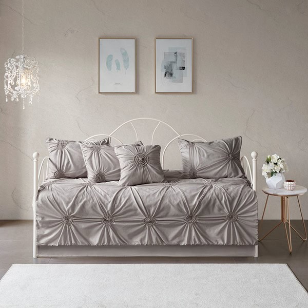 Madison Park Leila 6 Piece Reversible Daybed Cover Set in Dark Gray, Daybed MP13-5590 - Image 6