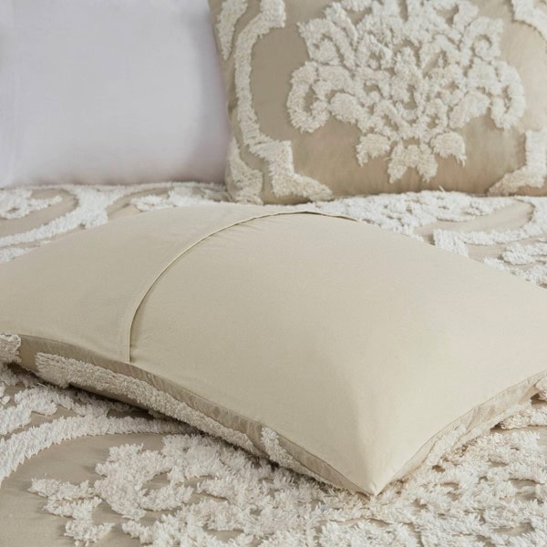Madison Park Viola 3 Piece Tufted Cotton Chenille Damask Duvet Cover Set in Taupe, King/Cal King MP12-7105 - Image 4