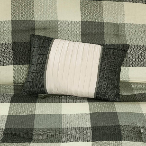 Madison Park Ridge 7 Piece Herringbone Comforter Set in Grey, Cal King MP10-4678 - Image 4