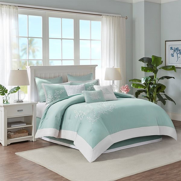 Harbor House Blue Coastline Oversized Cotton Jacquard Comforter Set in Aqua, Queen HH10-397