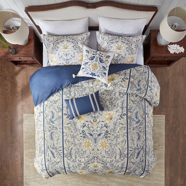 Harbor House Blue Livia 5 Piece Cotton Duvet Cover Set, Full/Queen HH12-1803 - Image 4