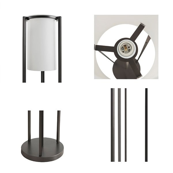 Martha Stewart Charlton Metal Floor Lamp with Glass Cylinder Shade in Black MT154-0065 - Image 5