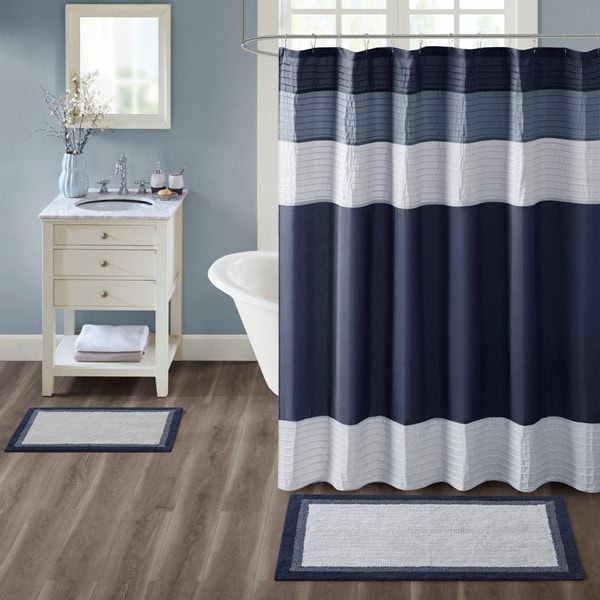 Madison Park Amherst Cotton Tufted Bath Rug in Navy, 24x60" MP72-6206 - Image 2