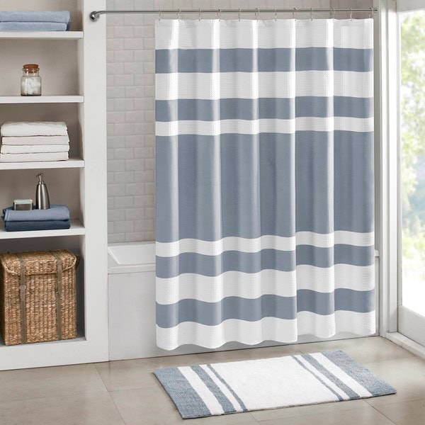 Madison Park Spa Waffle Shower Curtain with 3M Treatment in Dark Blue, 108x72" MP70-8558 - Image 3