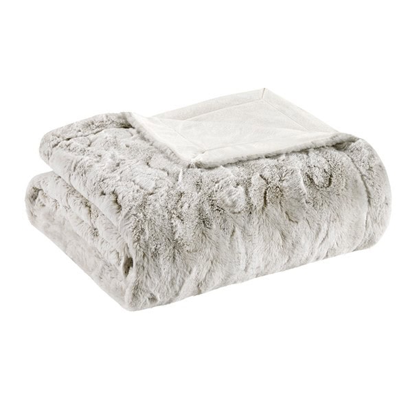 Madison Park Zuri Oversized Faux Fur Throw in Snow Leopard, 60x70" MP50-6233 - Image 5