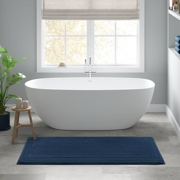 Madison Park Signature Splendor 100% Cotton Tufted 3000 GSM Reversible Bath Rug in Navy, 24x36" MPS72-580