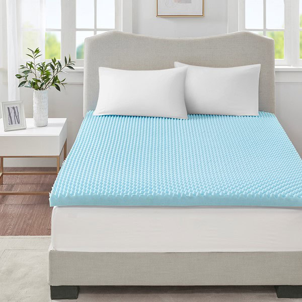 Sleep Philosophy 3" Gel Memory Foam All Season Reversible Cooling Mattress Topper in Blue, King BASI16-0420 - Image 3