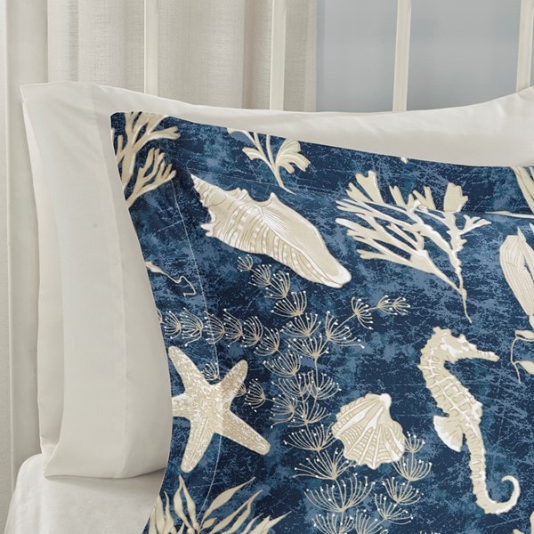 Madison Park Cape Cod 7 Piece Cotton Sateen Comforter Set in Blue, King MP10-5282 - Image 2