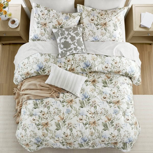 Harbor House Blue Herbal 6 Piece Cotton Sateen Print Oversized Comforter Set, Cal King HH10-1877 - Image 4