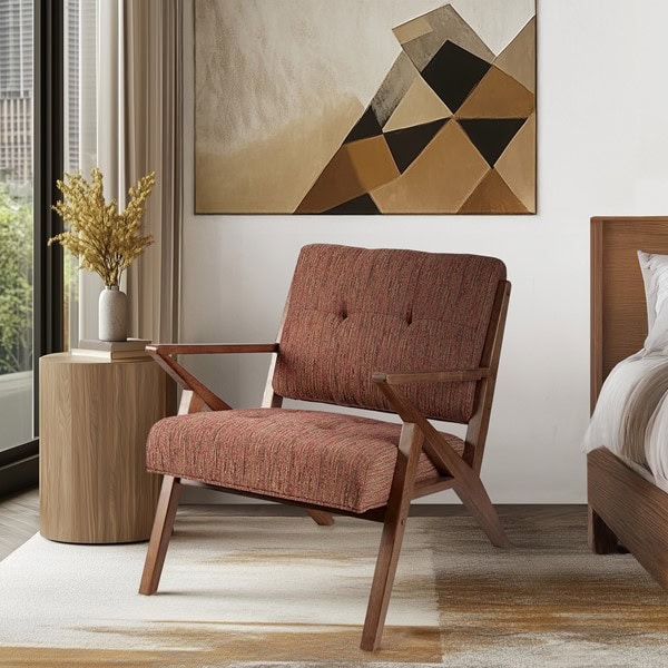 INK+IVY Rocket Upholstered Arm Chair with Angled Wood Frame in Orange, One Size FPF18-0350 - Image 3