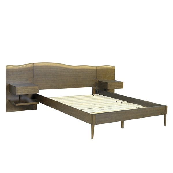 INK+IVY Clark Platform Bed frame with Live-Edge Headboard and Built-in Nightstands/Drawers in Dark Brown, Queen II115-0577 - Image 7