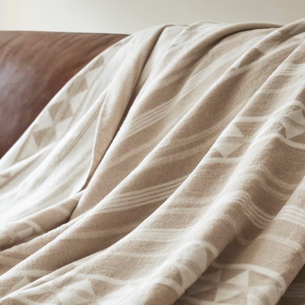 Woolrich Alberta Cotton Blend Blanket in Ivory Stripe, King WR51-3921 - Image 4