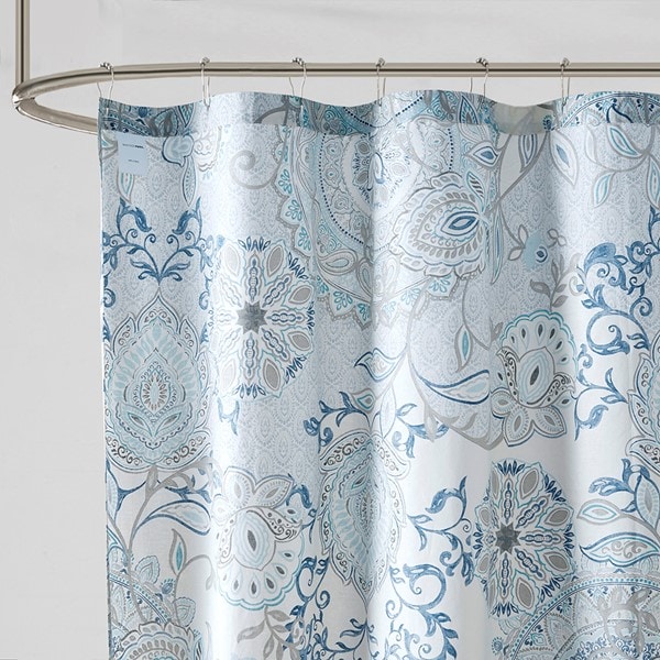 Madison Park Isla Printed Cotton Shower Curtain in Blue, 72x72" MP70-5822 - Image 4