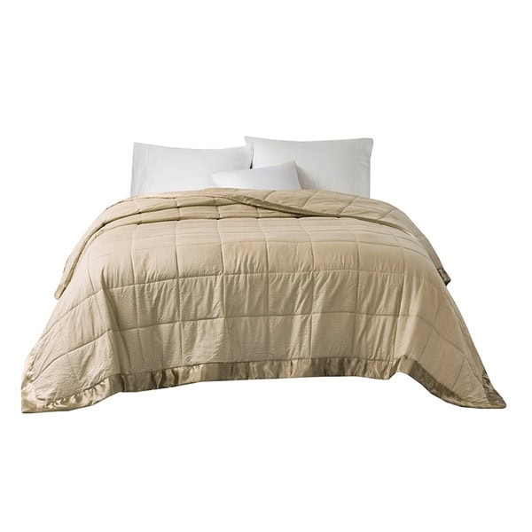 Madison Park Cambria Oversized Down Alternative Blanket with Satin Trim in Taupe, Full/Queen MP51-2602 - Image 3