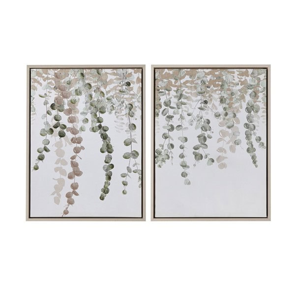INK+IVY Botanical Waterfall Eucalyptus 2-piece Framed Canvas Wall Decor Set in Green, Set of 2 II95C-0154
