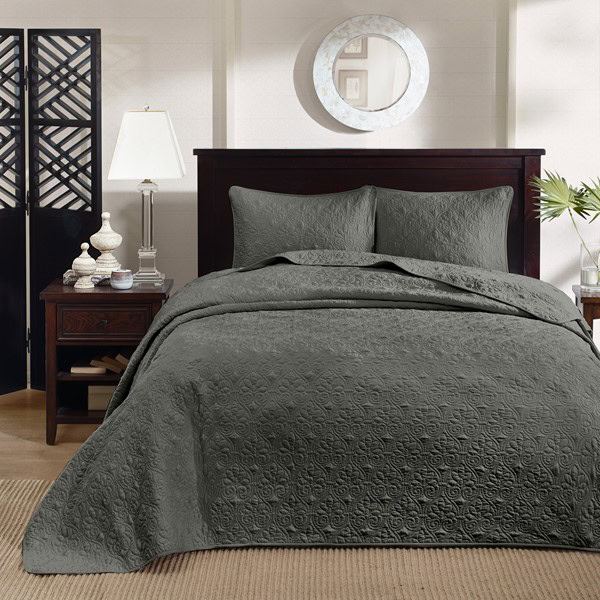 Madison Park Quebec Reversible Bedspread Set in Dark Grey, Full MP13-6455 - Image 3