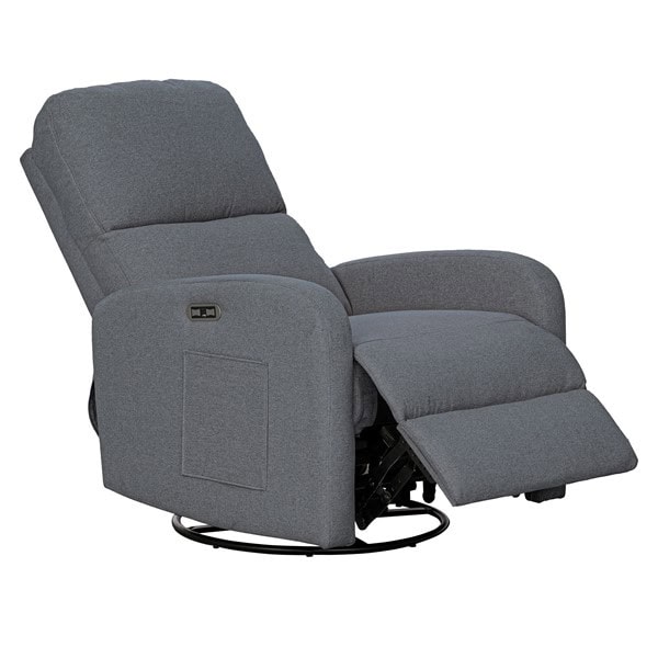 INK+IVY Dakota Power Recliner 3-in-1 with Swivel, Glider, Charging Station in Grey, One Size II103-0610 - Image 4