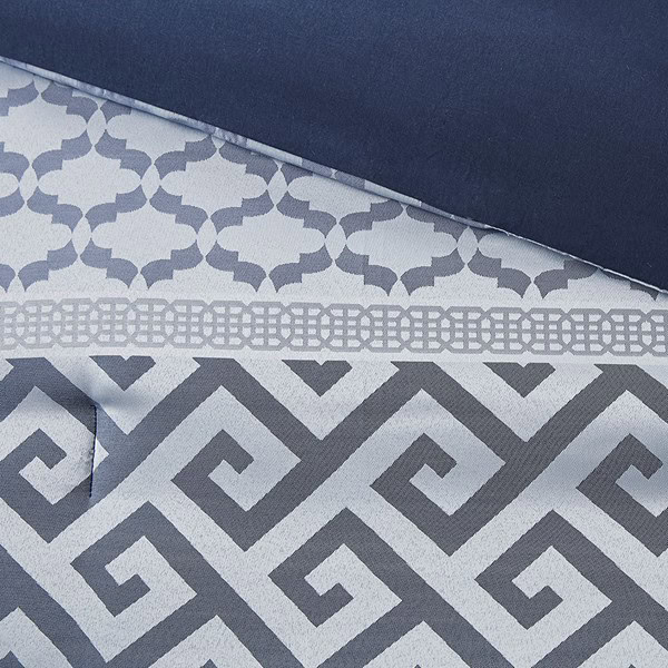 Madison Park Bennett 7 Piece Jacquard Comforter Set in Navy, King MP10-7393 - Image 4