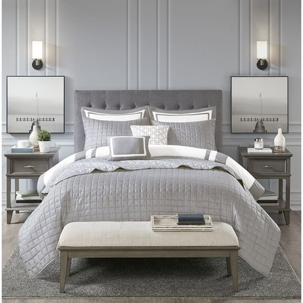 Madison Park Heritage 8 Piece Comforter and Quilt Set Collection in Grey, Full/Queen MP10-6140 - Image 3