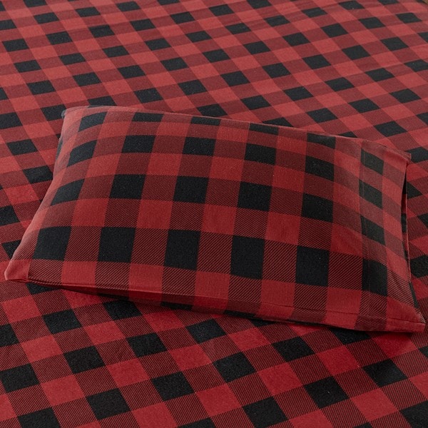 Woolrich Cotton Flannel Sheet Set in Red/Black Buffalo Check, Queen WR20-2285 - Image 2