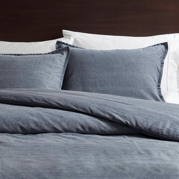 Woolrich Mckenzie Cotton Twill Washed Duvet Set in Blue, King/Cal King WR12-4037 - Image 4
