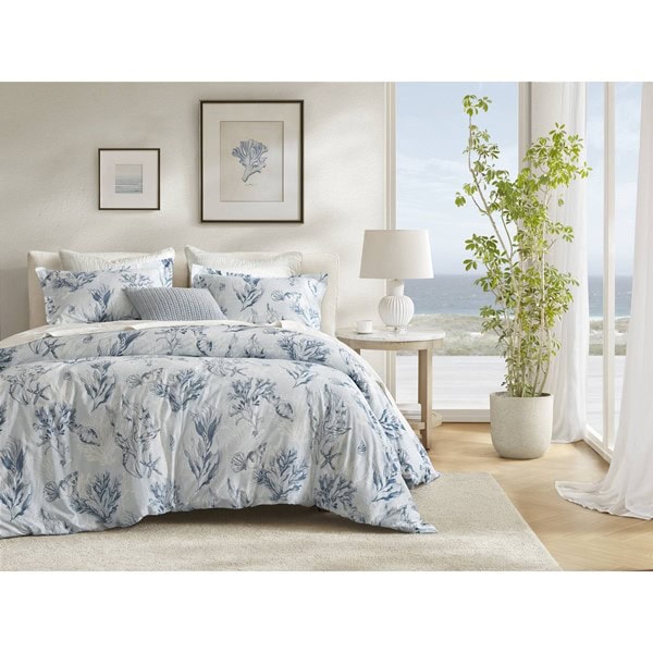 Harbor House Paros Coral Reef 100% Cotton Sateen Duvet Cover Set in Navy/Blue, Full/Queen HHD12-1953 - Image 3