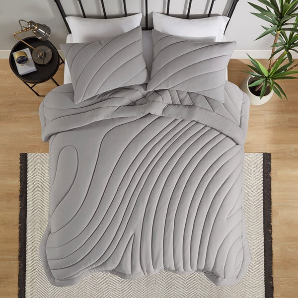 Urban Habitat Juniper Poly Jersey Puffy Comforter Set in Gray, King/Cal King UH10-2520 - Image 4