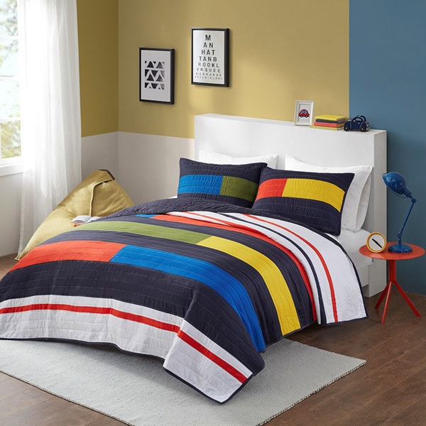 Urban Habitat Kids Morris Stripe Printed Quilt Set, Full/Queen UHK13-0223
