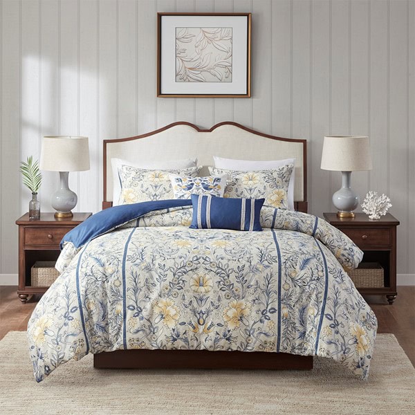 Harbor House Blue Livia 5 Piece Cotton Duvet Cover Set, King HH12-1804 - Image 3