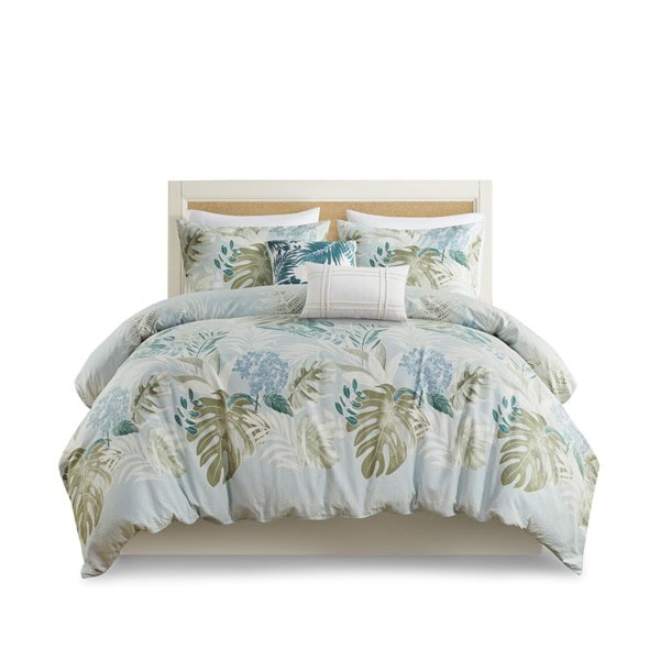 Harbor House Blue Kiawah Island 5 Piece Cotton Duvet Cover Set with Throw Pillow in Blue, King/Cal King HH12-1855 - Image 5
