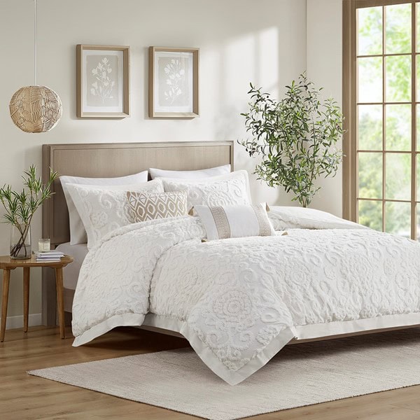 Harbor House Blue Suzanna Cotton Comforter Mini set in Ivory, King HH10-1346