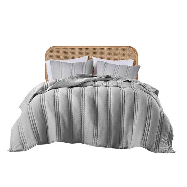 Urban Habitat Dune Poly Gauze Quilt Set in Gray, King/Cal King UH13-2523 - Image 5