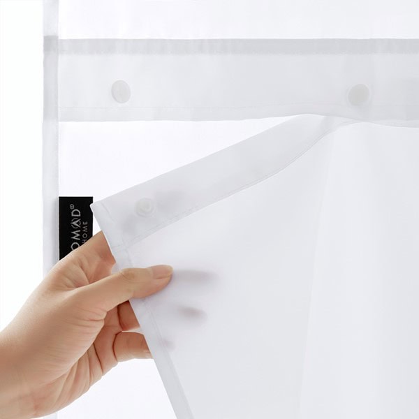 Nomad Home Plain Weave Essential Shower Curtain- Solid in White, 71"x74"+70"x54" NH70-0166 - Image 2