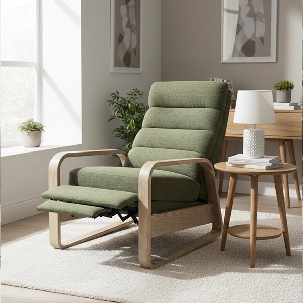 Chapel Hill Jordan Wood framed push back Recliner in Green, One Size CH103-0010 - Image 3