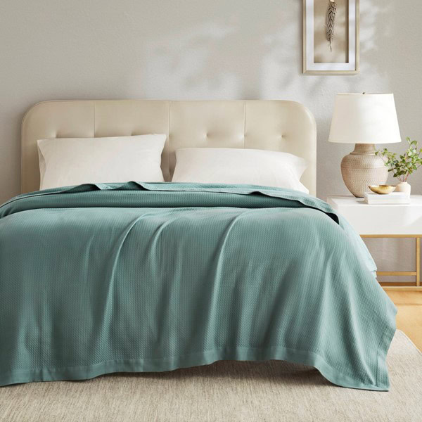 Madison Park 100% Certified Egyptian Cotton Blanket in Teal, Twin MP51N-6431