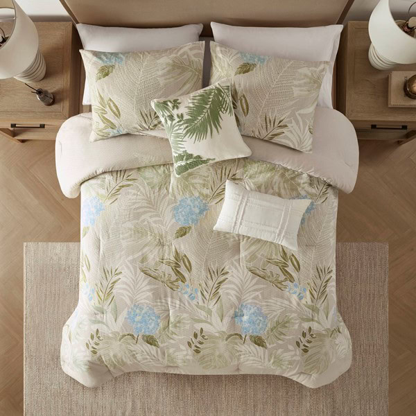 Harbor House Blue Kiawah Island 6 Piece Oversized Cotton Comforter Set with Throw Pillow in Taupe, Queen HH10-1982 - Image 3