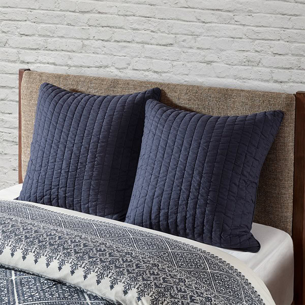 INK+IVY Camila Cotton Quilted Euro Sham in Navy, Euro Sham II11-1077 - Image 3