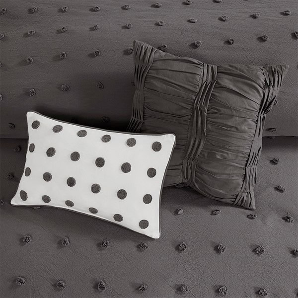 Urban Habitat Brooklyn Cotton Jacquard Duvet Cover Set with Euro Shams and Throw Pillows in Charcoal, Full/Queen UH12-2259 - Image 4
